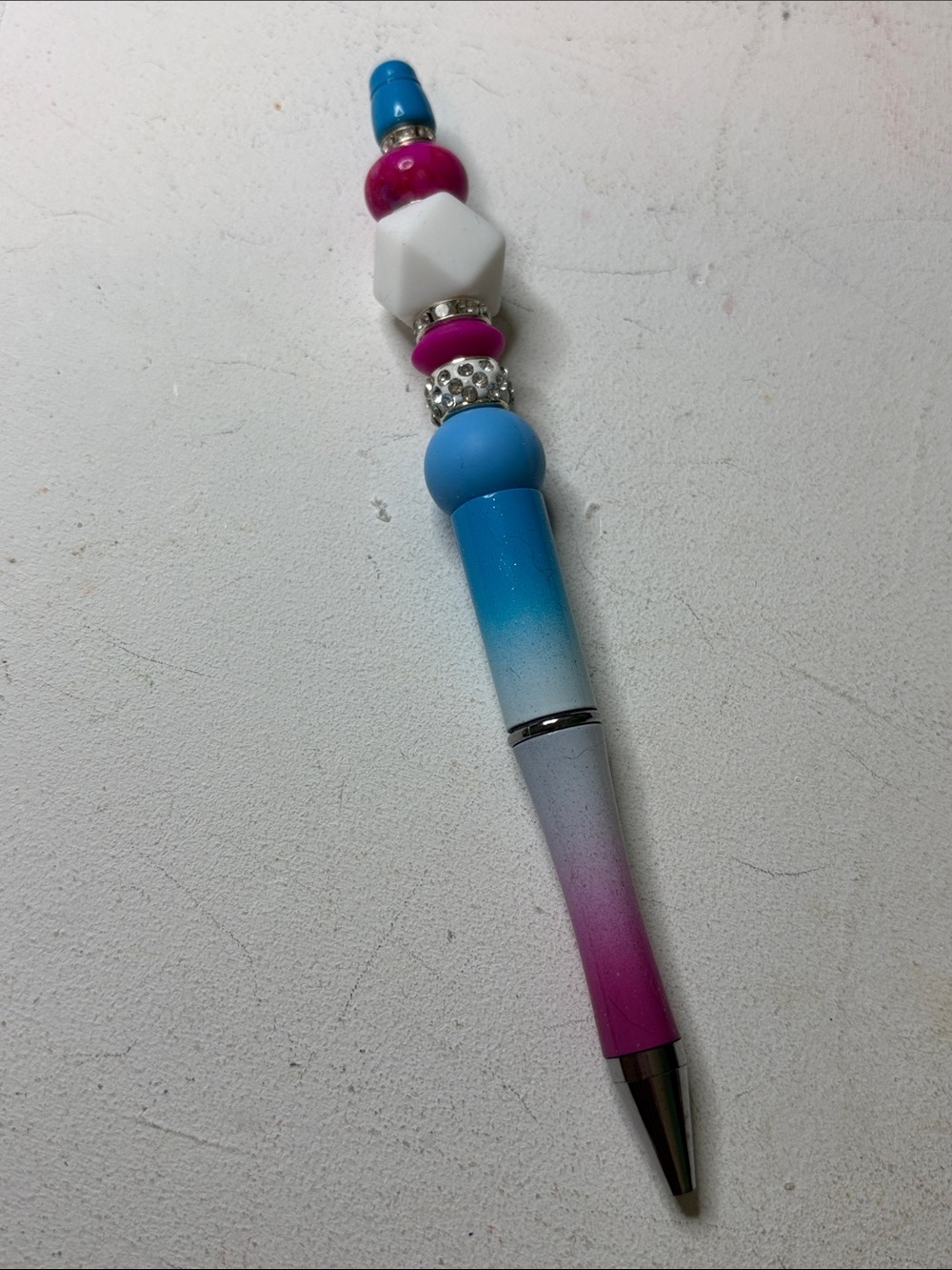 Beaded Ombre Ballpoint Pen in Blue, Pink & White